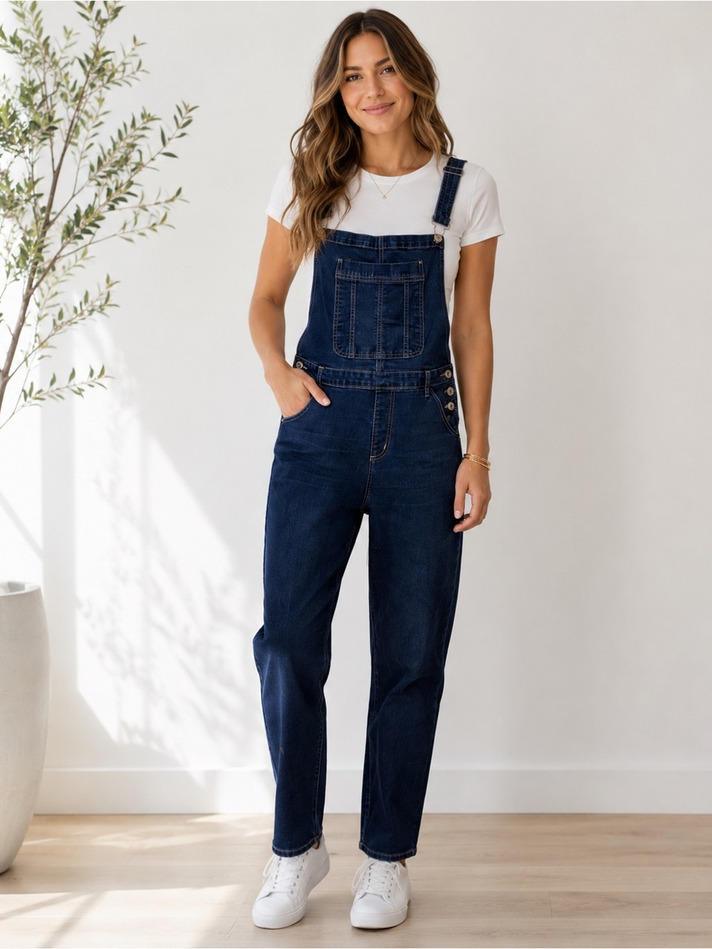 KanCan Dark Wash Denim Overalls XL | Straight Leg Stretch | Spring Ready